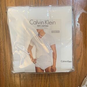 Calvin Klein White V-Neck T-Shirts